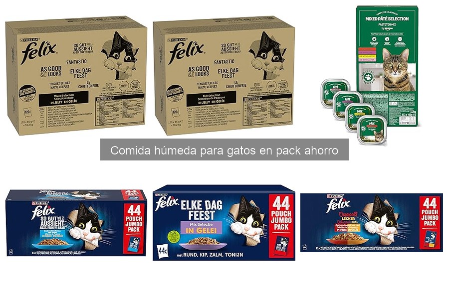 Mejores packs de comida húmeda para gatos en Amazon