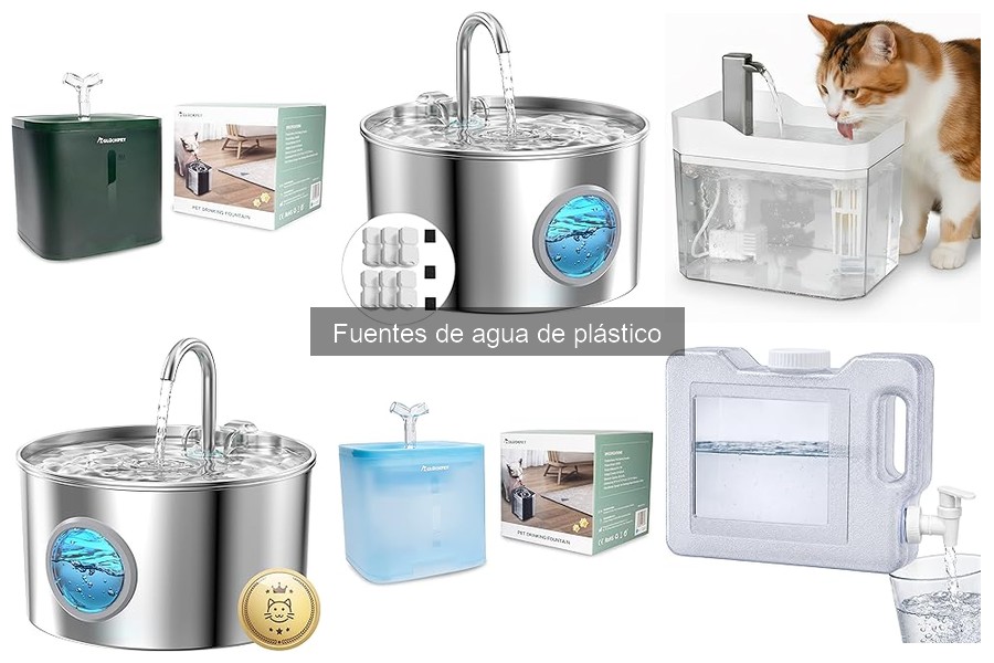 Tipos de fuentes de agua de plástico para perros y gatos